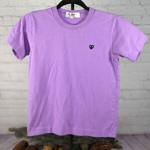COMME DES GARCONS Play Purple Heart-embroidered Cotton T-shirt
